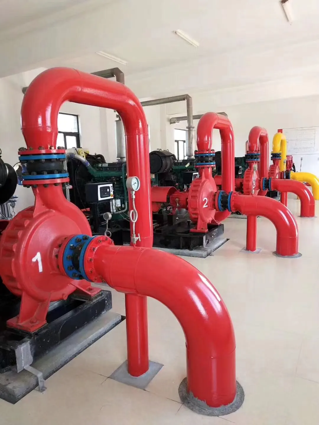 Fire pump set delivered, diesel standby included